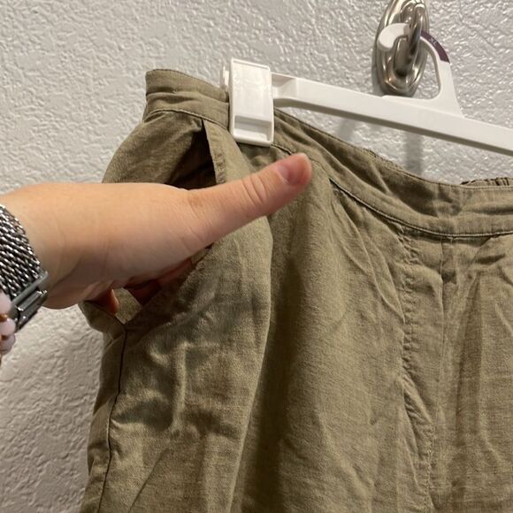 Dana Buchman Lightweight Linen Blend Crochet Hem Pull-On Crop Pants Size Large - Picture 4 of 7